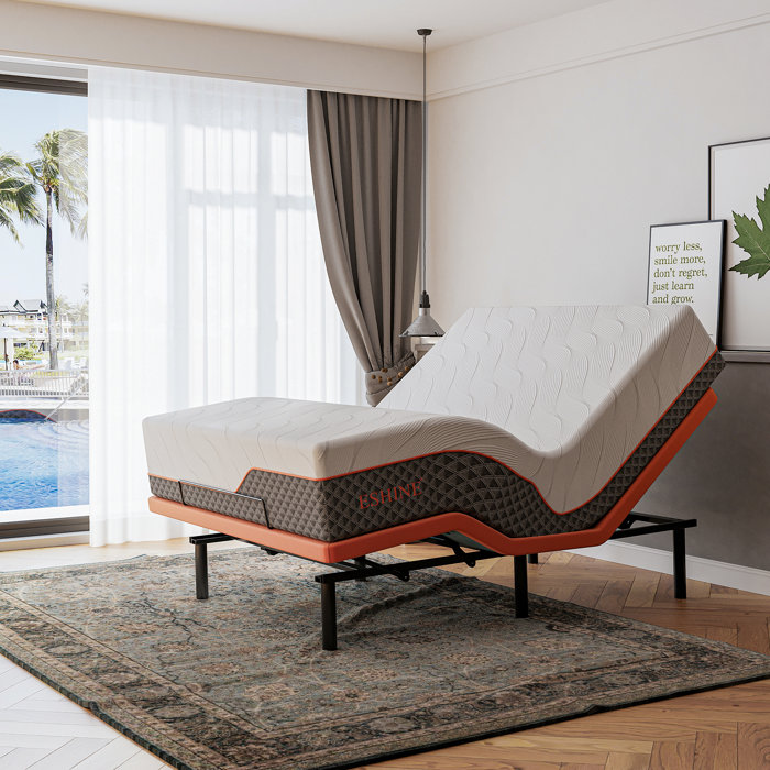 ESHINE Zero Gravity Adjustable Bed with 14" Hybrid Mattress E3000